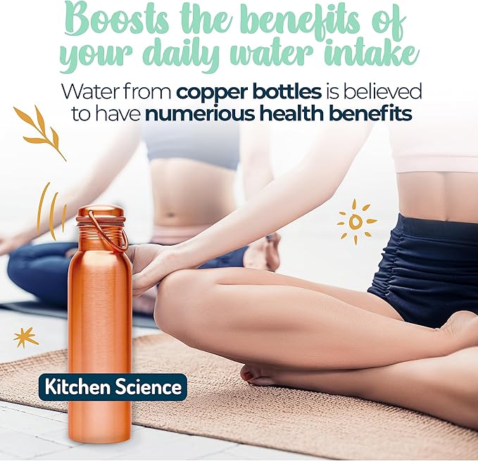 Authentic Ayurvedic Copper Water Bottle (34Oz /1000ml) With Carrying Canvas Bag & Sleeve For Drinking Water And Leak-Proof