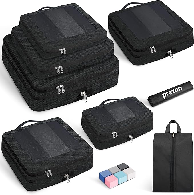 8 Set/6 Set/4 Set Compression Packing Cubes for Travel, Lightweight Vacation Travel Essentials, Travel Accessories for Suitcase Organizer Bags Set, Durable Luggage Organizer
