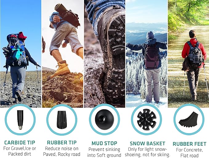 TREKOLOGY Trek-Z Cork Grip Trekking Poles – Lightweight Folding Hiking Poles, Adjustable Height, Compact Travel Design, Aircraft-Grade Aluminum Walking Sticks for Men & Women