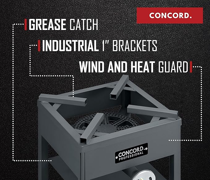 Concord Professional Single Banjo Wok Burner with Stand. Up to 270,000 BTU. Great for Home Brewing, Wok Stir Fry, Turkey, Etc. (16")