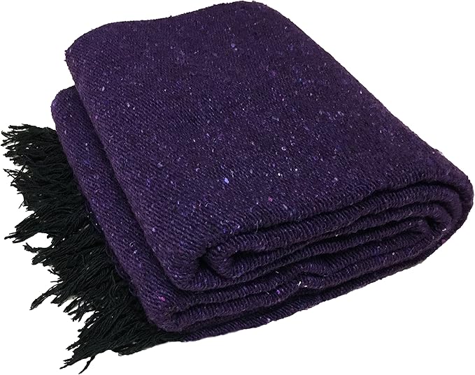 Open Road Goods Solid Color Mexican Yoga Blanket – Large Handwoven Throw for Yoga, Beach, Camping or Home – Soft and Durable Cotton Blend