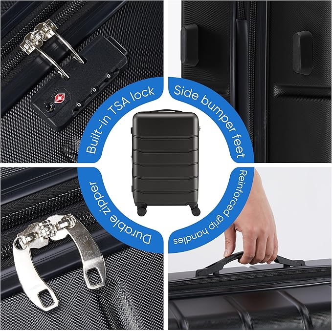OLIXIS 29 Inch Luggage, Hardside Checked Suitcase with Spinner Wheels, Lightweight ABS Hard Shell Travel Luggage, TSA Approved Lock, Expandable Large Suitcase for Business & Travel–Black