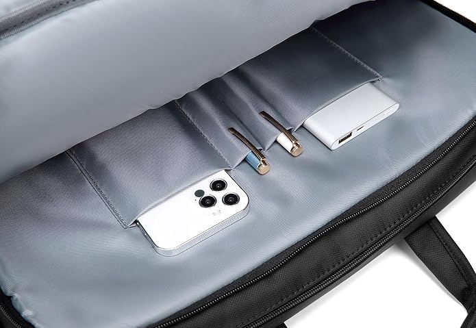 iDemoo ELITE 16 Inch Laptop Bag with Shoulder Strap - Jet Black - Laptop Briefcase, Expandable Water Resistant Laptop Shoulder Messenger Bag Durable Computer Case for Business/Travel/Men/Women