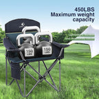 HIGH POINT SPORTS Oversized Camping Folding Chair, Heavy Duty Portable Outdoor Chair, Foldable Camp Chair with Cup Holder and Cooler Bag Support 450 LBS, 2 Pack, Green