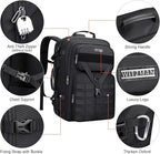 WITZMAN Carry On Travel Backpack for Men Large Convertible 45L Fit 17 Inch Laptop Backpack 3 in 1 Bag for Airline Approved(B688 Black)