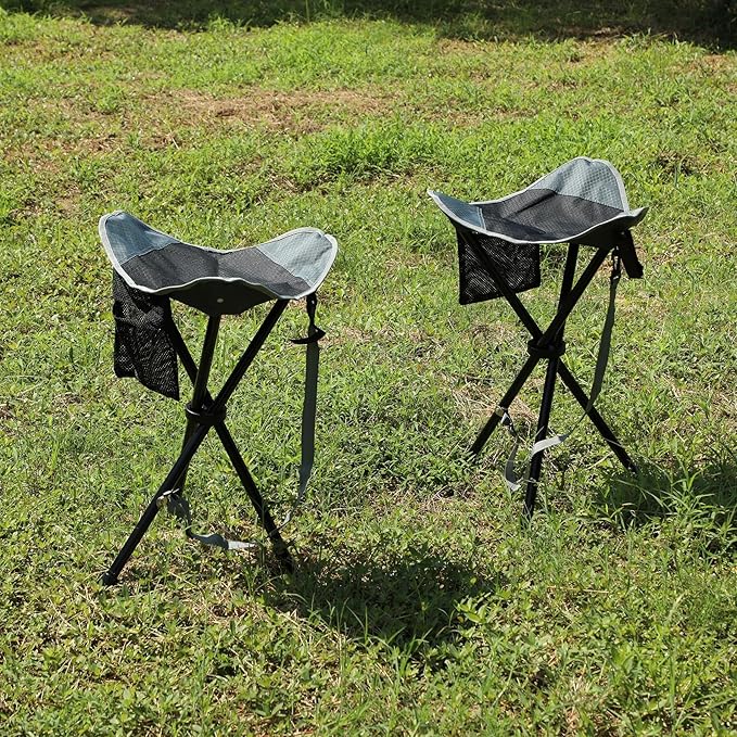 REDCAMP 2 Pack 22.4IN Tall Folding Tripod Stools for Adults, Lightweight Portable Camping Stools for Fishing Hunting Backpacking Traveling, Black