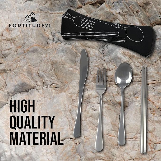 Stainless Steel Camping Mess Kit - Person's Complete Picnic & Camp Dish Set, Includes Plate, Bowl, Cup & Utensils