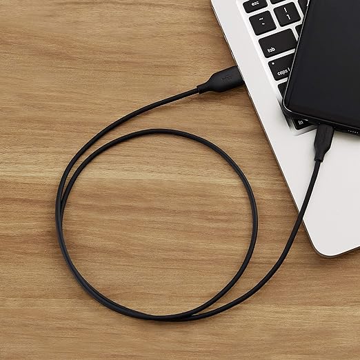 Amazon Basics USB-C to USB-A 2.0 Fast Charging Cable, 480Mbps Data Transfer Speed, USB-IF Certified, Durable, for Apple iPhone 16/15, iPad, Samsung Galaxy, Tablets, Laptops, 3 Foot, Black (Pack of 2)