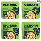 BIGHORN Mountain Food Vegetarian Creamy Mushroom Pasta - contains 4 packs | 8 servings | 128g Protein | 2,600 Calories - premium freeze dried meals for backpacking food - vegetarian backpacking meal - ideal camping meals just add water - great taste