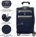 Travelpro Platinum Elite Softside Expandable Luggage, 8 Wheel Spinner Suitcase, TSA Lock, Men and Women, Dark Blue, 2-Piece Set (21/25)