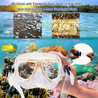 Kids Mask Fins Snorkel Set Snorkeling Packages, with Diving Mask, Snorkel, Adjustable Swim Fins, Mesh Bag, Anti-Fog Anti-Leak Snorkeling Gear for Kids for Snorkeling Swimming Diving