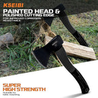 KSEIBI Wood Axe, 274151 Small Outdoor Camp Hatchet 14 Inch for Splitting and Kindling Wood, Forged Steel Blade with Anti-Slip and Shock Reduction Fiber Glasses Handle Great Throwing Axes and Hatchets
