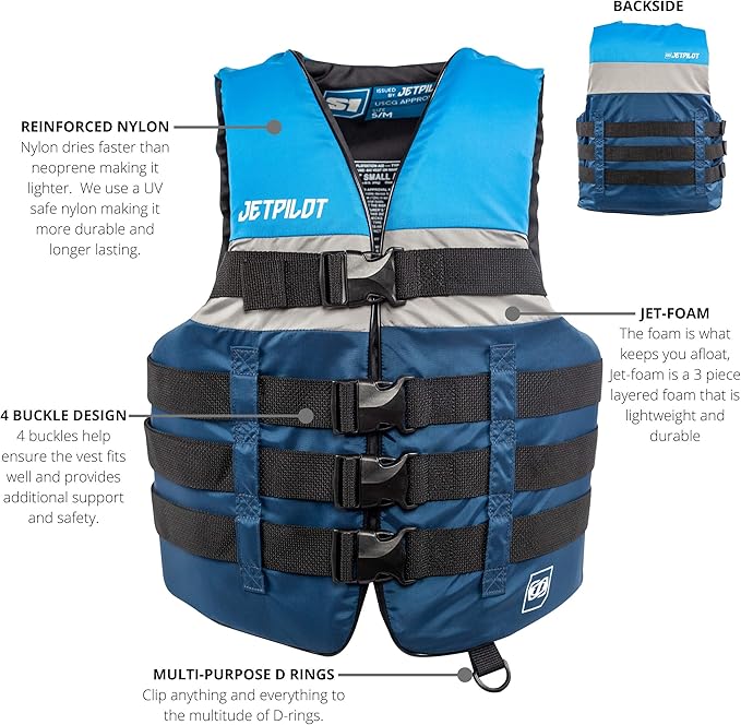 Jetpilot S1 Nylon Coast Guard Approved Life Vest PFD