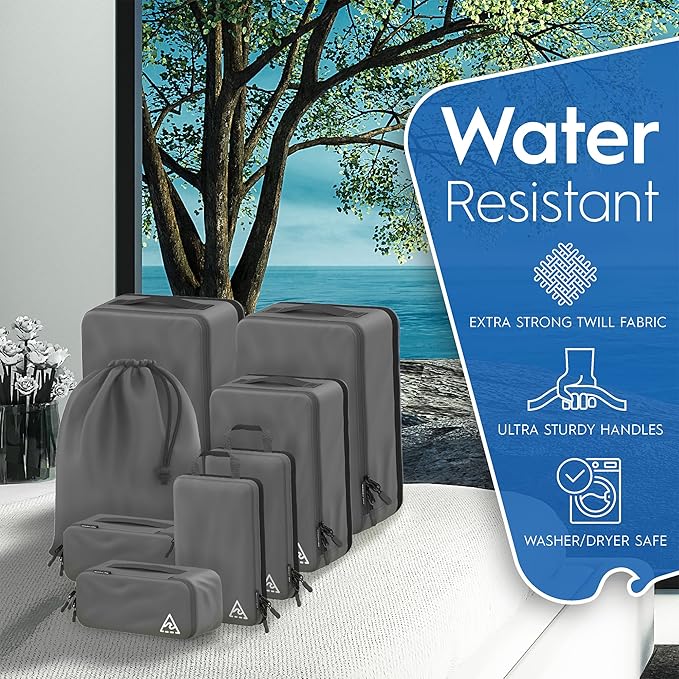 8-Piece Deluxe Compression Bags For Travel - Maximize Space In Luggage With Travel Compression Bags For Packing Double Capacity Design, Luxury Suitcase Organizer Bags, Large, Small, & Medium Set