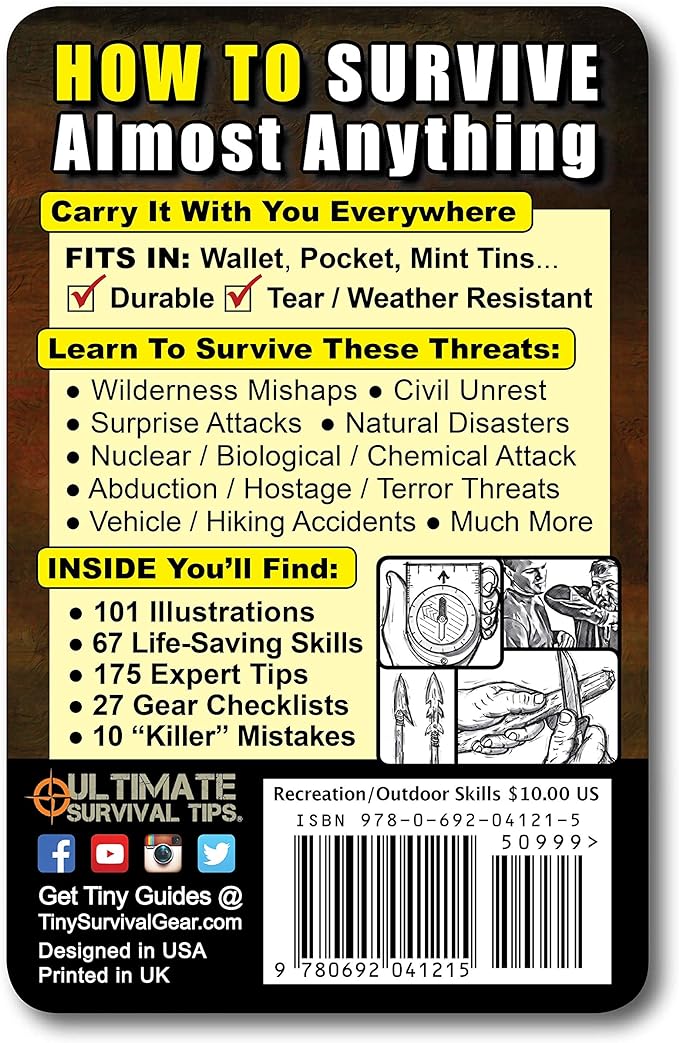 The Ultimate Survive Anything Tiny Survival Guide for Emergency Disaster Micro Guide First Aid Survival Pocket Handbook Easily Fits in Wallet Glove Box Pouch