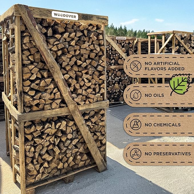 15" Birch Firewood Logs with Fire Starters Set – 1200 cub. in, 15–20 lb | Kiln-Dried & Seasoned Hardwood for Fire Pit, Fireplace | Bright Flames & Pleasant Aroma for Cozy Atmosphere