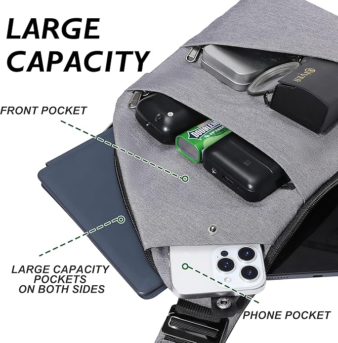 Anti Theft Crossbody Travel Bags for Women Men Cross Body Slim Sling Handbags with S Hook Antitheft