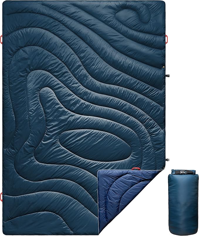 Camping Blanket | X-Large, Wind and Waterproof Warm Puffy Blanket Quilt | Lightweight Portable | Outdoor Concerts, Picnics, Backpacking, Travel, Hiking, Beach, Stadium (Deepsea Blue)