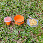 Mess Kit for Camping Silicone Collapsible Bowl Collapsible Cup and Stainless Steel Spoon for Backpacking Outdoor Hiking Traveling and Picnic