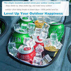 Folding Beach Table, Camping Table for Sand with Insulated Cooler Storage & 4 Cup Holders, Portable Pop Up Picnic Table, Lightweight Side Table for Outdoor