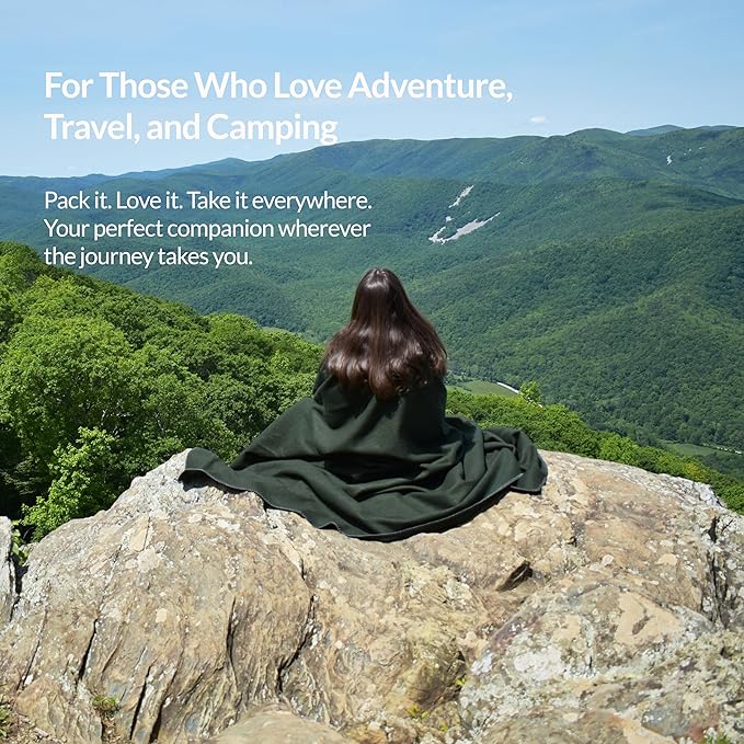 Military Style Wool Blanket – Cushioned, Breathable, Durable, Warm & Washable – Double-Stitched Border– Great for Camping, Outdoor, First Aid, Travel, Car, Fire-Resistant – 64"x90" 4.5lb (Olive Green)