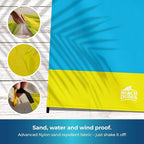 Sandproof Waterproof Beach Blanket Extra Large 108"x 84", Mat for Family, Quick Dry Ripstop Nylon Lightweight, Compact for Travel, Picnic, Camping w/ 4 Anchor Stakes and Carry Bag