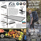 Campfire Grill – Small, Lightweight 304 Stainless Steel Cooking Grate for Camping, Hiking, Backpacking – Portable Campfire Cooking Grill for 1–2 People
