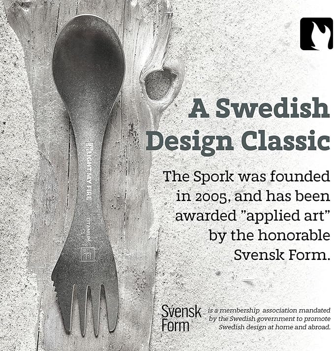 Light My Fire Titanium Spork Camping Spoon Fork Knife Combo Reusable Travel & Camping Utensils - Unbreakable Non-Toxic BPA Free Outdoor Backpacking Hiking Picnic Utensil, 1 Metal Spork