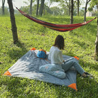 Pocket Beach Blanket Small Foldable Picnic Mat Portable Lightweight Camping Tarp Tent Blankets Washable Rug Quick Dry Compact Beach Mats Hiking Outdoor Essentials (Gray/Blue 55"*59" / 4.59ft×4.92ft)