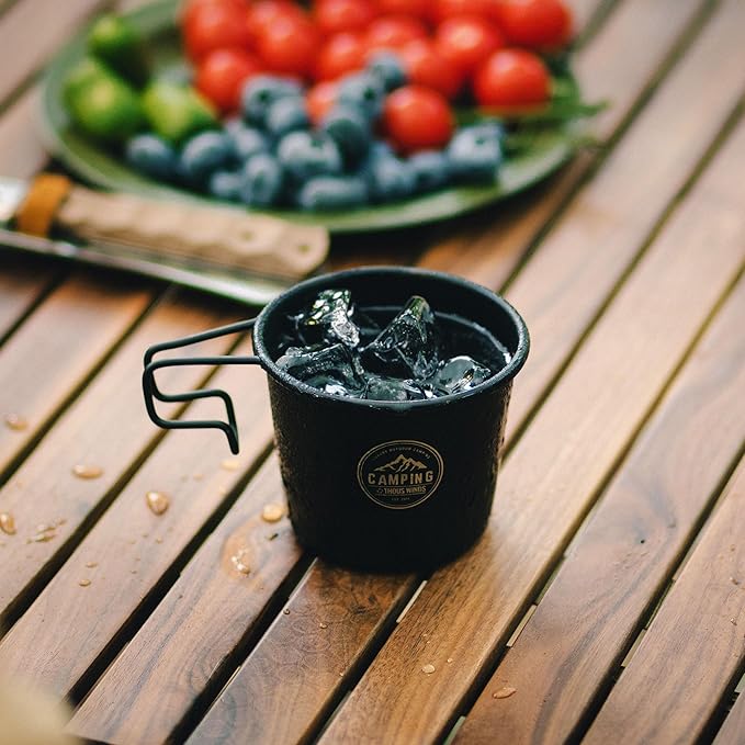 Camping Sierra Cups, 350ml Stainless Steel Mugs, Lightweight Camp Cup for Outdoor Camping Backpacking Trekking, 2pcs Set