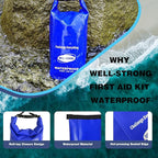 Waterproof First Aid Kit Roll Top Boat Emergency Kit with Waterproof Contents for Fishing Kayaking Boating Swimming Camping Rafting Beach Blue