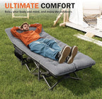 ATORPOK Camping Cot for Adults with Cushion Comfortable, Portable Folding Bed for Sleeping Supports 450 lbs (Gray)