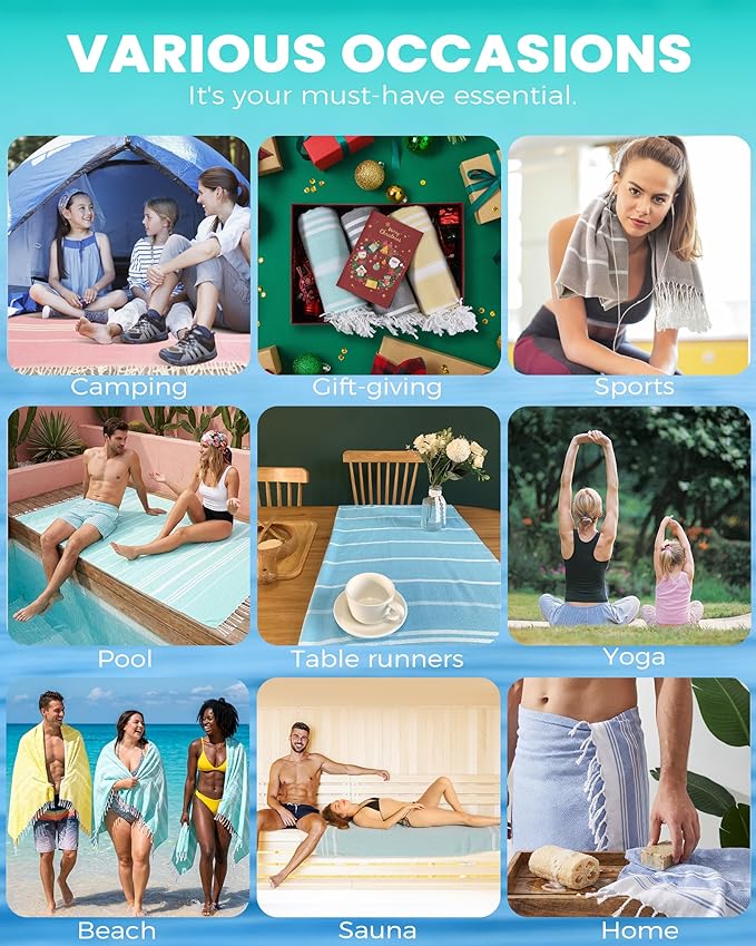 Antfuny 6 Packs Turkish Beach Towels Yoga Blanket Gym Workout Towel 2024 Women Birthday Gift Ideas for Mom Day Mother Grandma Wife Sister Girlfriend Her Friend Appreciation Thank You
