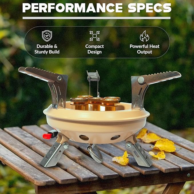 Roamix 54,500 BTU Multi-Fuel Portable Camping Stove – 16,000W Collapsible Windproof Burner with Fuel Canister Adapter & Carrying Case for Outdoor Cooking, Backpacking & Emergency Use