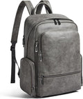 Leather Backpack for Women, Fits 15.6 Inch Laptop, Soft Vegan Leather Backpack for Travel and Daily Use, Grey
