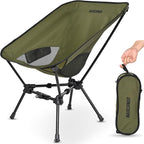 MARCHWAY Lightweight Folding Camping Chair with Spring Lock, Stable Compact Portable for Outdoor Camp, Travel, Beach, Picnic, Festival, Hiking, Backpacking (Lowback Green)