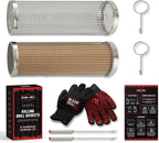 BLAZIN' GRILL Rolling Grill Basket | Rolling Grilling Baskets for Outdoor Grilling 2 Pcs | Barbecue Grill Set with BBQ Gloves | Portable Camping Net Rack Perfect for Vegetables, Seafood & Meat