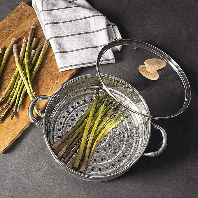 Kitchen Academy Induction Cookware Set-17 Piece Non-stick Cooking Pan Set, Black Granite Pots and Pans Set