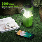 3000mAh Large Capacity Hand Crank Solar Camping Lantern, Portable Ultra Bright LED Torch, 23-26 Hours Running Time, USB Charger, Electronic Lantern for Outdoor