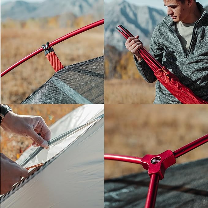 Near Zero 1-3 Person Ultralight Backpacking Tents, up to 2 Doors, 20D Ripstop Waterproof Sealed Nylon, Freestanding, Rainfly, 3 Season, with Lightweight Aluminum Frame. Easy Setup System