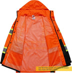 JKSafety Hi-Vis Reflective Safety Rain Jacket and Pants for Men Women Waterproof Rain Gears for Farming Fishing Work HV Rain Suit with Inner Mesh Lining and Pockets (117-Orange XXL)