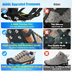 Ice Cleats for Shoes and Boots Snow Traction Cleats Crampons for Walking on Snow and Ice 9 Studs Non-Slip Overshoe Rubber Anti Slip Crampons Slip-on Stretch Footwear Winter Hiking Climbing Ice Fishing