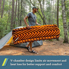 KLYMIT Static V Lightweight Inflatable Sleeping Pad | Comfortable, Lightweight, Easy to Inflate Portable Air Bed Mattress for Camping, Backpacking and Hiking — Orange
