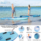 SereneLife Inflatable Stand Up Paddle Board with Premium SUP Accessories – Wide Stable Design with Non-Slip EVA Deck Pad for Adults and Youth of All Skill Levels, 350 lbs Capacity