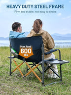 TIMBER RIDGE Double Camping Chair Portable Loveseat, Heavy Duty Folding Camp Couch 2 Person Director Chairs with Cup Holder for Outdoor Lawn Tailgates Picnic Sports Soccer Games Supports 600 lbs Blue