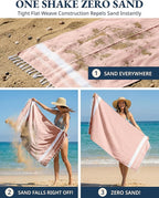 LANE LINEN Beach Towels 4 Pack - Beach Towels Oversized, Pre-Washed Extra Large Beach Towel, Quick Dry, No Sand Beach Towel, Pool Towels for Adults, 39"x71" - Quartz Pink