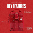 My Medic Sidekick - Camping Hiking and Backpacking First Aid Kit - 70 Items - HSA and FSA Eligible - Small Ifak Great for Travel or Motorcycle - Portable Emergency Kit – Red