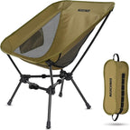 MARCHWAY Lightweight Folding Camping Chair, Portable Foldable Compact for Outdoor Camp, Travel, Beach, Picnic, Festival, Hiking, Backpacking, Supports 330Lbs (Khaki)