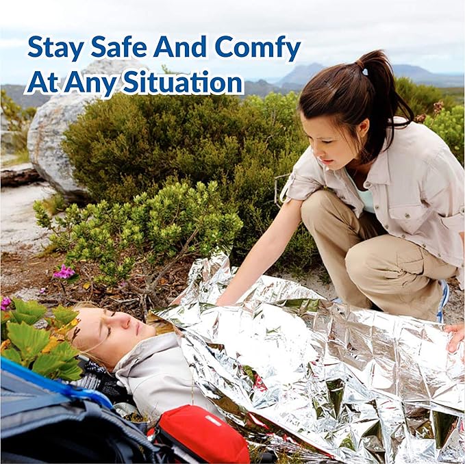 Primacare HB-10 Emergency Mylar Thermal Blankets – 10 Pack, 84" x 52", Silver – Reflective, Waterproof, Retains 90% Body Heat – for Survival, First Aid, Outdoors, Camping, EMS