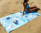 Quick Dry Towel Extra Large 78x35 Inch - Microfiber Beach Towel - Perfect for Beach, Travel, Swimming, Pool, Yoga, Hiking, Camping - Lightweight, Fast Drying, Compact for Adults (Kimono Blue)